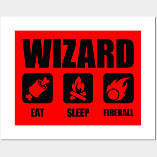 WIZARD Eat Sleep Fireball Posters and Art